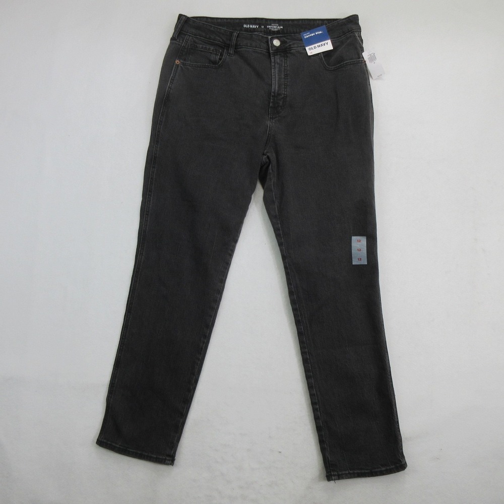 Old Navy Women Jeans 12 Vintage Slim High Rise Black Secret Smooth Pockets New